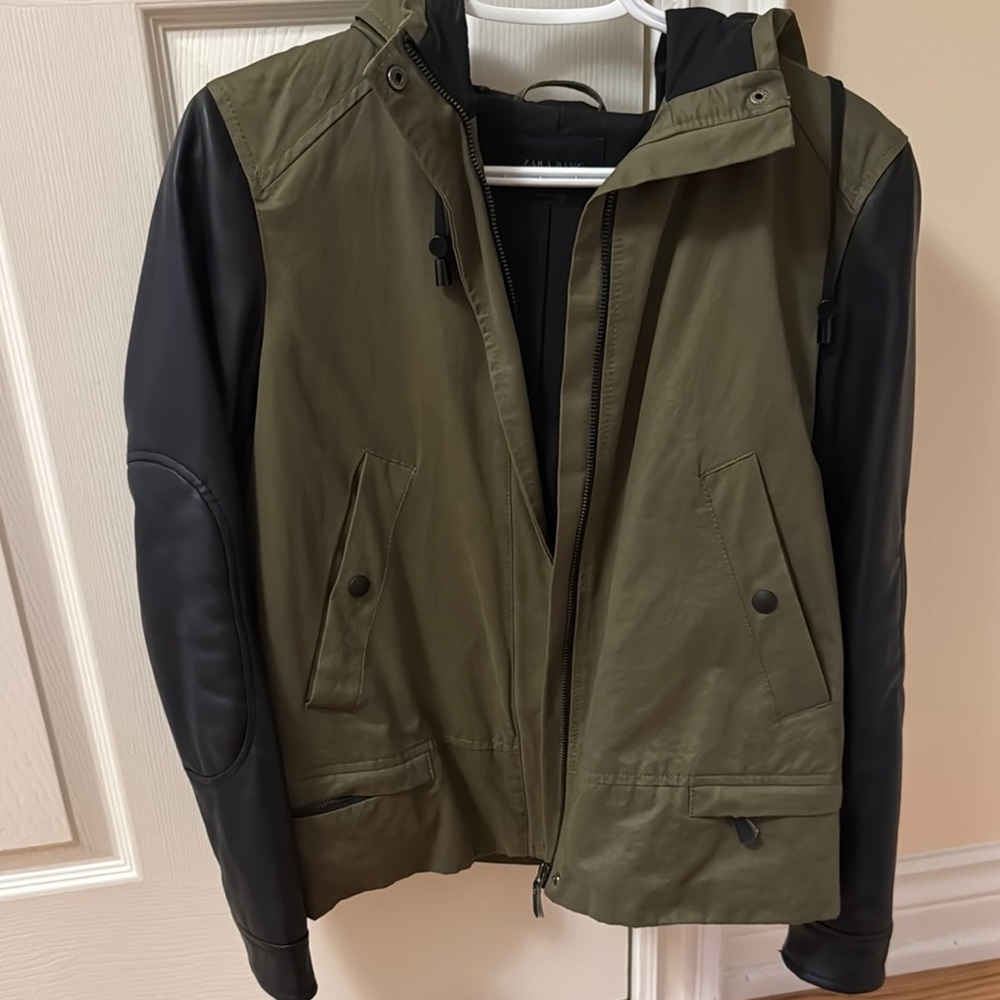 Zara Olive and Black Women's Military Jacket